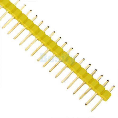 10x 40 pin male ic single row flat header socket strip pcb 2.54mm yellow for sale