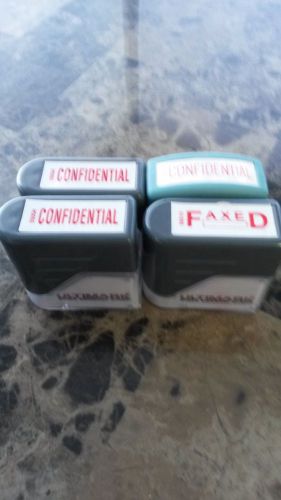 lot of 4 RUBBER STAMPS FAXED CONFIDENTIAL refillable