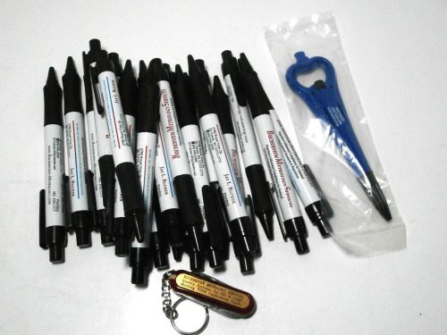 Lot of Promotional Overstock  20 Pens + Bottle Opener Pen + Keyring Multi-Kinfe