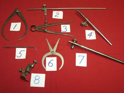Lot of 8 machinist&#039;s tools: calipers, rods, attachments, etc. for sale