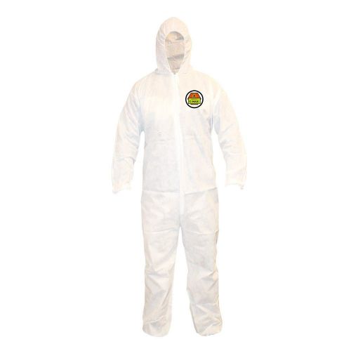 Safety C-Max 3 Layer White Breathable Coverall w/ Attached Hood, Elastic Wrists,
