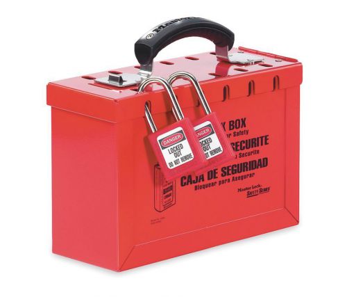 Master Lock 498A Red Group Lockout Box, 12 Locks Max 6&#034; x 9-1/4&#034; x 3-3/4&#034;
