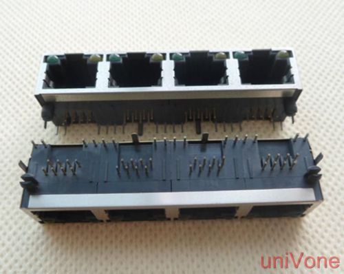 Rj45 connector,pcb modular jack,1x4,with led,side entry,no panel rentention,2pcs for sale