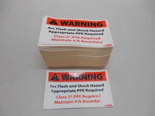 WARNING ARC FLASH SHOCK PPE REQUIRED SIGN STICKER QTY-200 5&#034; x 3&#034; NEW