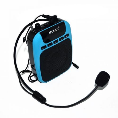 Portable voice amplifier w/ microphone fm tf slot usb for teachers coaches blue for sale