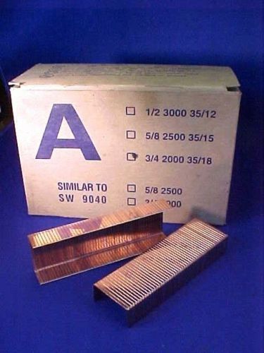 2,000  A 3/4&#034;  35/18 Copper Coated Carton Closing Staples TYPE A Bostitch SW9040