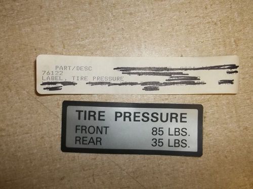 Tennant 76122 Tire Pressure Label *FREE SHIPPING*