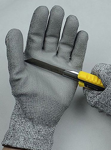 New 1 Pair Dyneema Grey Polyurethane ANSI Cut Level 5 Gloves - XLarge 10 CE