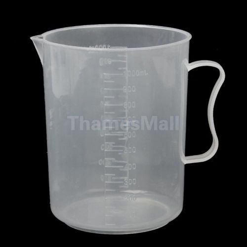 1000ml Transparent Plastic Laboratory Measuring Graduated Beaker Cup with Handle