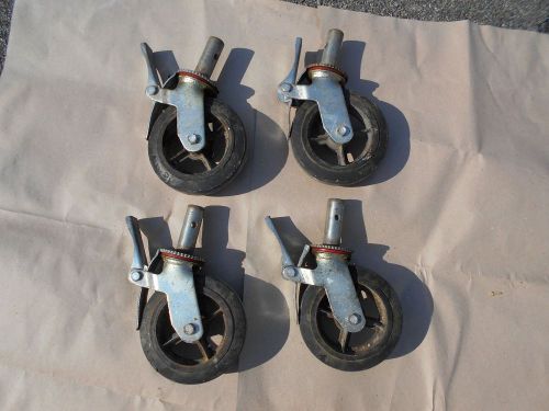 Set of 4 HD Industrial Locking Scaffold Casters with 8&#034; x 2&#034; Caster Wheel