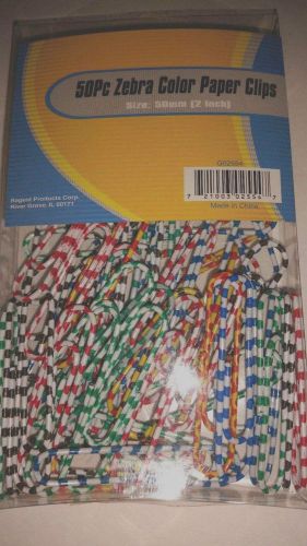 Paper Clips Muti Color Zebra Stipe  Large 2 inch 50 Per Pack