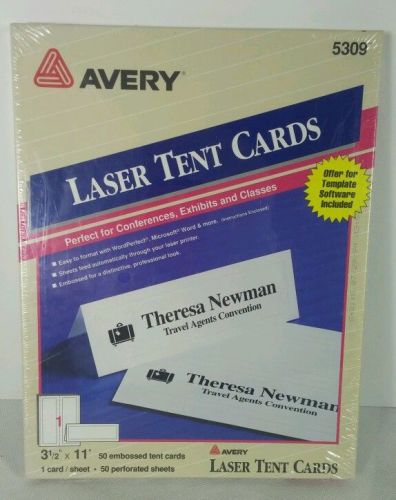 NEW - Avery  5309 - Laser Tent Cards - AVE5309 - 50 Embossed Tent Cards