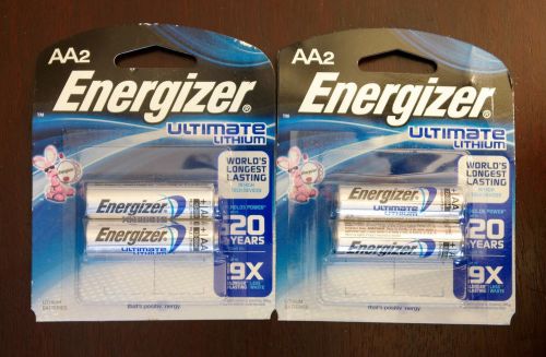 Lot Of 2: Energizer AA Lithium 4 Total Batteries Lasts 9 Times Longer