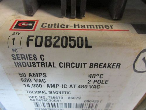 Cutler-Hammer Westinghouse FDB2050L 50A 600V 2-Pole Circuit Breaker New no box