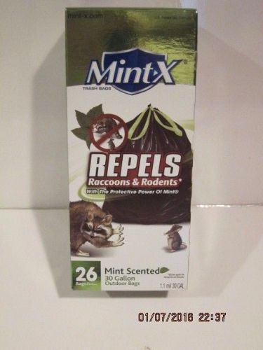 Mint-x black trash bags, 30 gal, repels raccoons &amp; rodents-free shipping nisb!! for sale