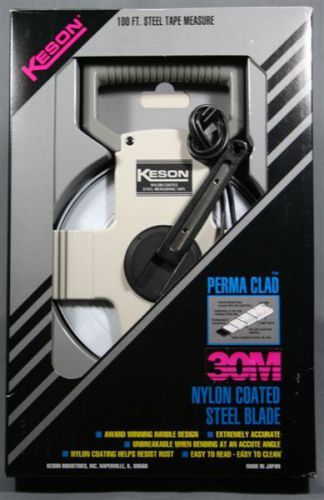 New Boxed Keson Perma Clad 30 Meter Tape Measure Nylon Coated Steel NR-30M