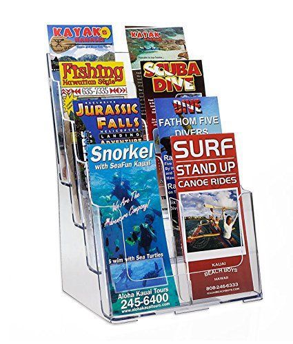 Source One 8 Pocket 4 Tier Clear Acrylic Brochure Holder Organizer Counter Top