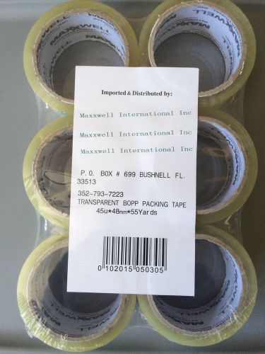 6 Rolls Maxwell Packaging Packing Sealing Tape 2&#034;x 55 Yards (330yds)