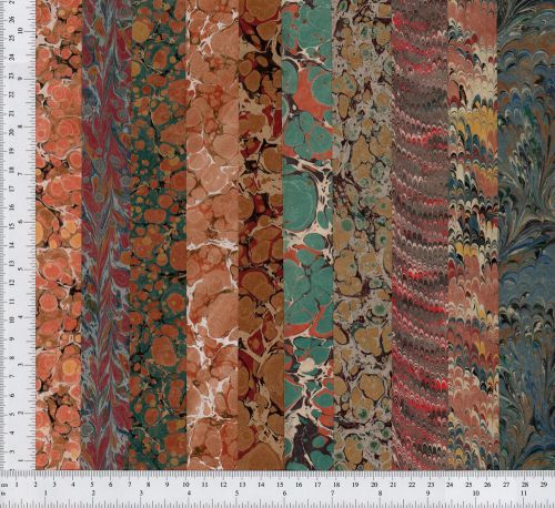 Hand Marbled Paper, Set of 10, Crafts 16x28.5cm 6x11in Scrapbooking Bookbinding