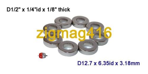 12pcs of N52, OD1/2&#034;x1/4&#034;idx1/8&#034;Neodymium Ring Magnets, Diametrically magnetized