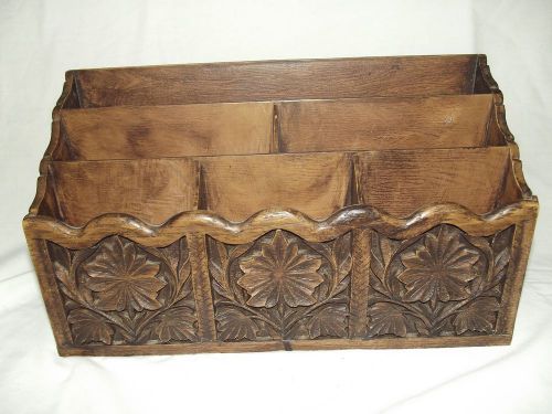 Vintage lerner letter or mail holder storage container faux wood with flowers for sale