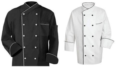 Buy 3 @ $60 long sleeve white trim cook chef waiter waitress coat uniform jacket for sale