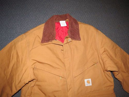 Carhartt Men&#039;s X01 Duck Cotton Insulated Coveralls 46S Corduroy Collar USA NEW