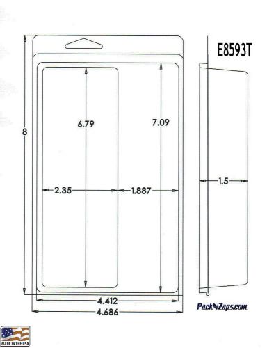 E8593T: 250- 8&#034;H x 4.7&#034;W x 1.5&#034;D Clamshell Packaging Clear Plastic Blister Pack