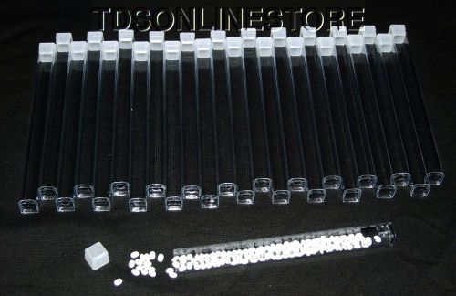 Package of 100 square clear plastic storage tubes 6 inch long for sale
