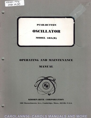 KROHN-HITE CORP Manual 440A (R) Push-Button Oscillator