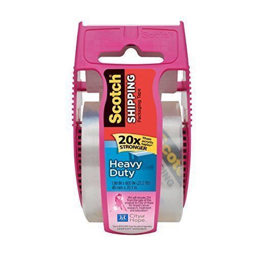 1 Roll Scotch Heavy Duty Shipping Packaging Tape 1.88 x 800 Inches Pink 142-BC