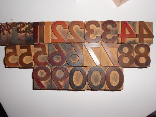 28 PCS. Antique Wood Printers Printing Blocks Numbers