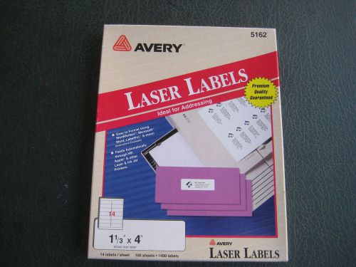 Avery 5162 Easy Peel Laser Address Labels, 1-1/3 x 4, White, 1400/Box