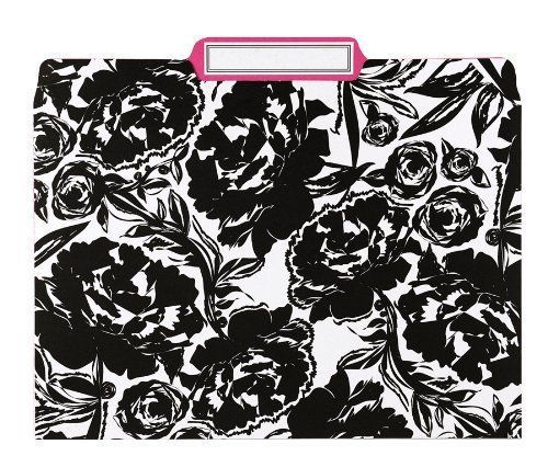 Anna Griffin Pack of 12 File Folders Black and White Floral Design