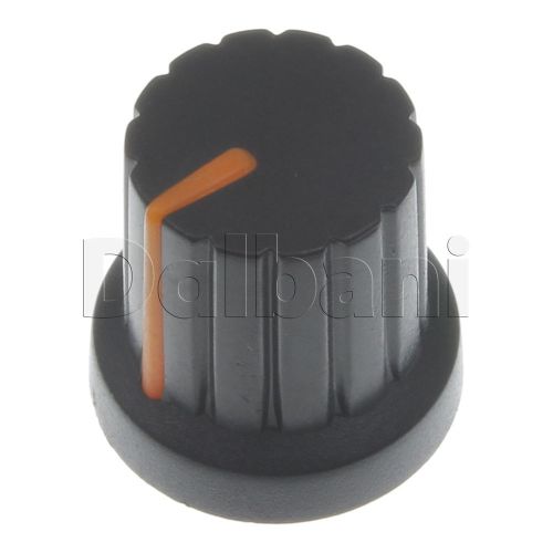 5pcs @$3 HJ-117 New Push-On Mixer Knob Black with Orange Stripe 6 mm Plastic