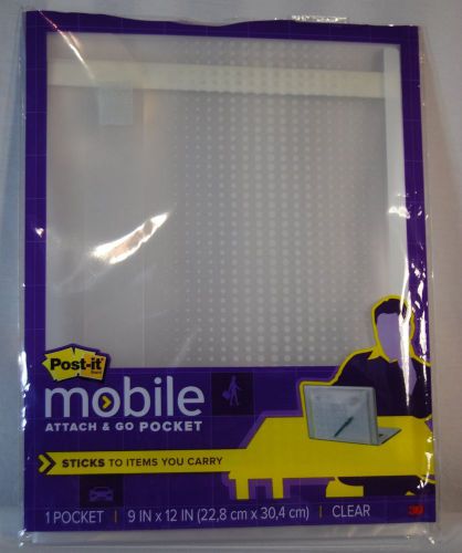Post-it Mobile Attach &amp; Go Pocket Clear With Dual Lock Fastener 9in x 12in - 3M