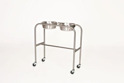 MCM-1002 Stainless Steel Double Bowl H-Brace Ring Stand without Shelf New