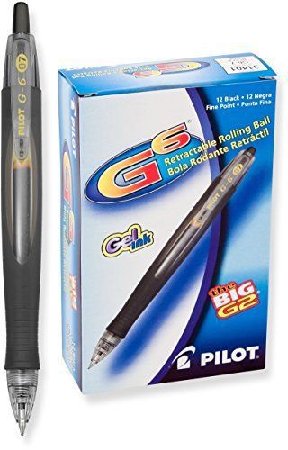 Pilot g6 retractable gel ink rolling ball pen, fine point, black ink, dozen box for sale