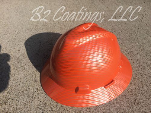 MSA V-Gard Hard Hat W/Fas-Trac Orange Carbon Fiber Hydrographic Print OSHA/CSA