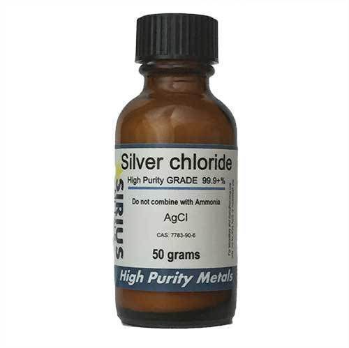 Silver Chloride-Reagent Grade-99.9+% Purity-50g in amber glass