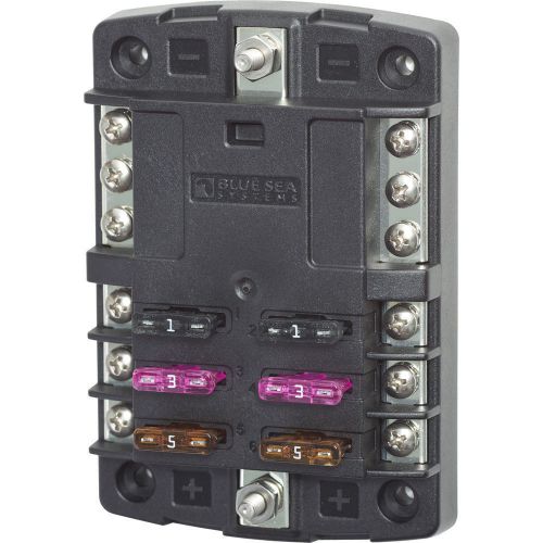 Blue sea 5030 st blade fuse block w/o cover - 6 circuit w/negative bus for sale