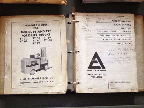 Operators Manual for Model FT and FTP Fork Lift Trucks