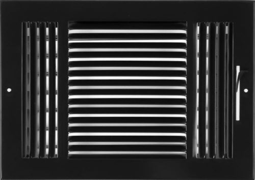 12w&#034; x 8h&#034; Fixed Stamp 3-Way AIR SUPPLY DIFFUSER, HVAC Duct Cover Grille Black