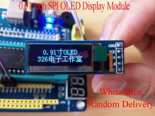 Spi 0.91&#034; inch 128x32 white blue oled lcd display module arduino avr pic 3.3-5v for sale