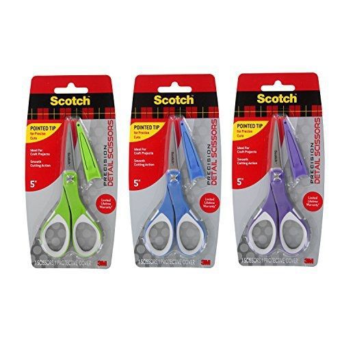 3M Scotch Precision 5&#034; Craft Detail Scissors, Pointed Tip with Protective Cover,