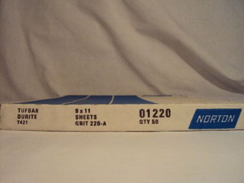 NEW OLD STOCK NORTON 220-A (220A) 9 X 11 SANDPAPER 50 QUANTITY SEALED PACKAGE