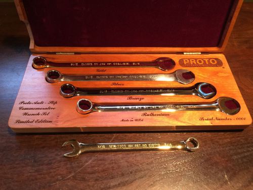 Proto 4 Piece Commemorative Wrench Set In Wood Case Plus Bonus Wrench See Pics