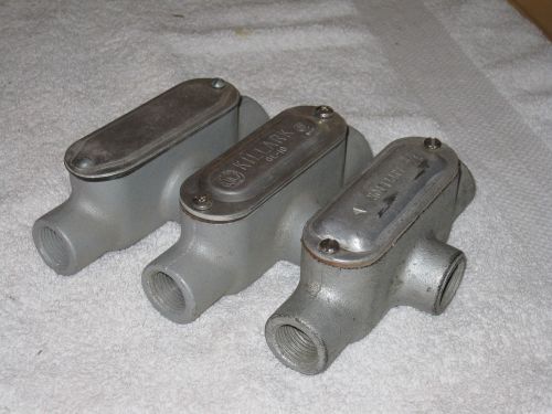 (3) APPLETON 1/2&#034; UNILET T FORM 35 MALLEABLE IRON WITH GASKET AND COVER + BONUS
