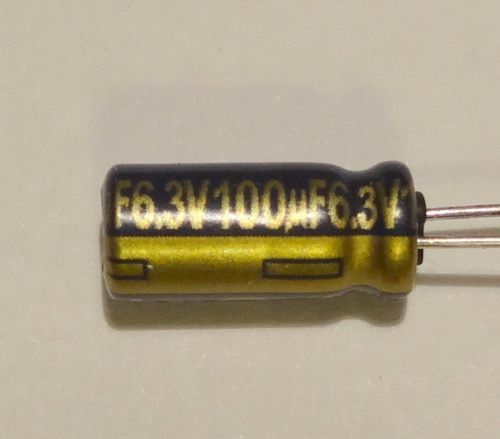 10 pcs 100uF 6.3V, 105C Electrolytic capacitor. P/N