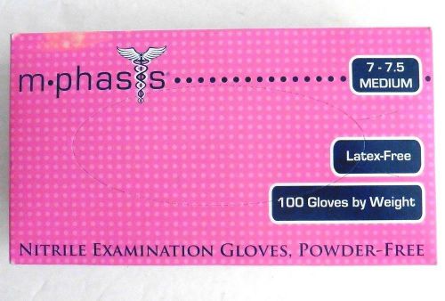 Nitrile exam gloves powder latex free size medium 100 count 5400m m-phasis new for sale